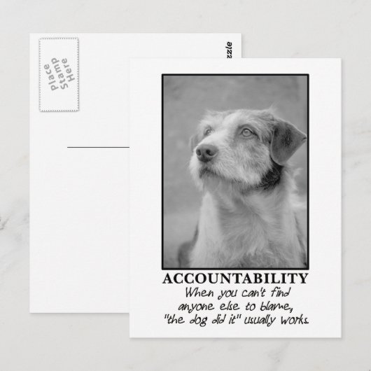 Laat de hond de schuld nemen van je farce briefkaart (Voorkant / Achterkant)