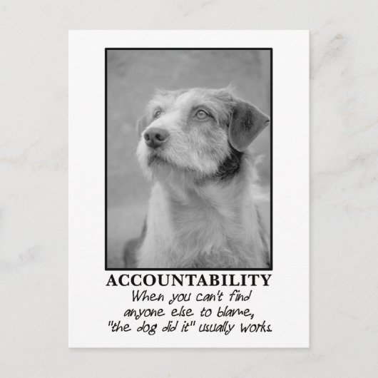 Laat de hond de schuld nemen van je farce briefkaart (Voorkant)