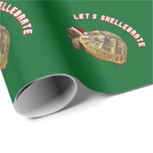 Laat de kerstschildpad met de kerstman die de kers cadeaupapier (Rol Hoek)