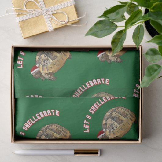 Laat de kerstschildpad met de kerstman die de kers tissuepapier (Geschenk)