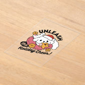 Laat de Kerstvreugde Los – Moppige Hond Kerstmis Acryl Uitnodigingen (Laagn)