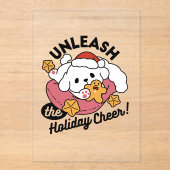 Laat de Kerstvreugde Los – Moppige Hond Kerstmis Acryl Uitnodigingen (Voorkant)