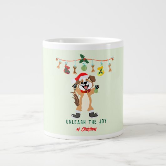 Laat De Kerstvreugde Van De Hond Los Grote Koffiekop (Voorkant)