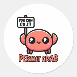 Laat de krab! Schattigee krab pun Cartoon Ronde Sticker