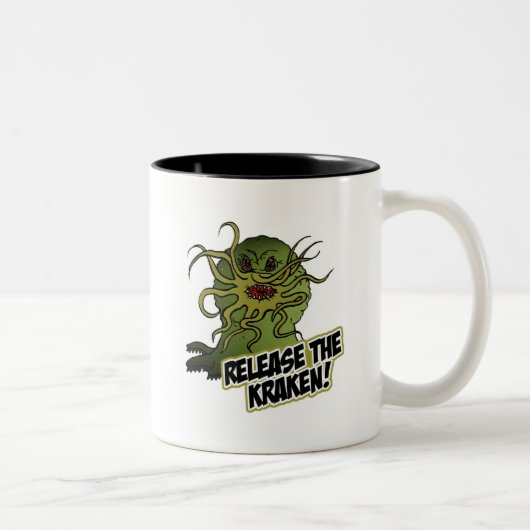 laat de kraken los tweekleurige koffiemok (Rechts)