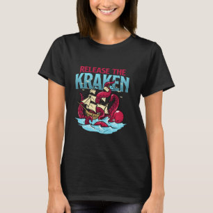 Laat de Kraken los! Zombi Oktober Zombies Ship Lon T-shirt