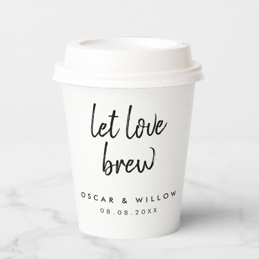 Laat de liefde brouwen | Tea Coffee Lover Minimal  Papieren Bekers (Voorkant)