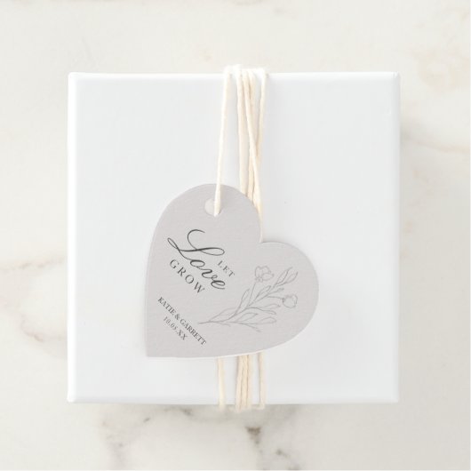 Laat de liefde de elegante Floral Grijze bruiloft  Bedankjes Labels (In situ)