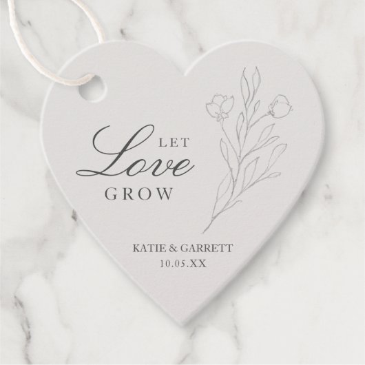 Laat de liefde de elegante Floral Grijze bruiloft  Bedankjes Labels (Voorkant)