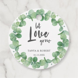 Laat de liefde Eucalyptus Wreath Sage Green Weddin Bedankjes Labels