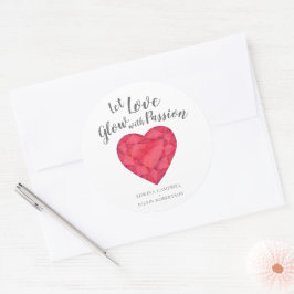 Laat de liefde gloeien met passie ruby waterverf b ronde sticker