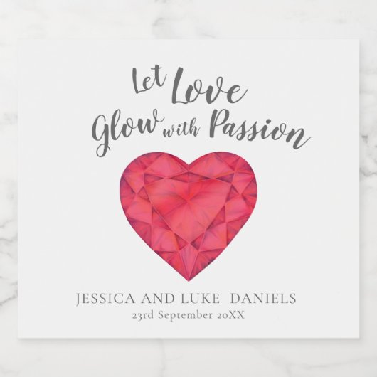 Laat de liefde gloeien met passie ruby waterverf b sparkling wijnetiket (Enkel label)