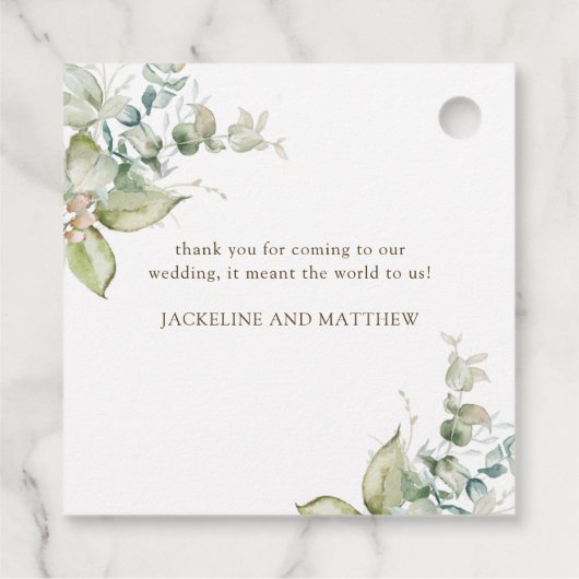 Laat de liefde groeien, Elegant Eucalyptus groen Bedankjes Labels (Achterkant)