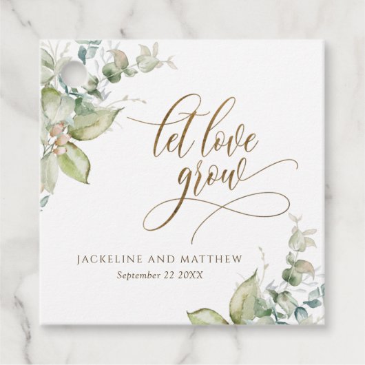Laat de liefde groeien, Elegant Eucalyptus groen Bedankjes Labels (Voorkant)