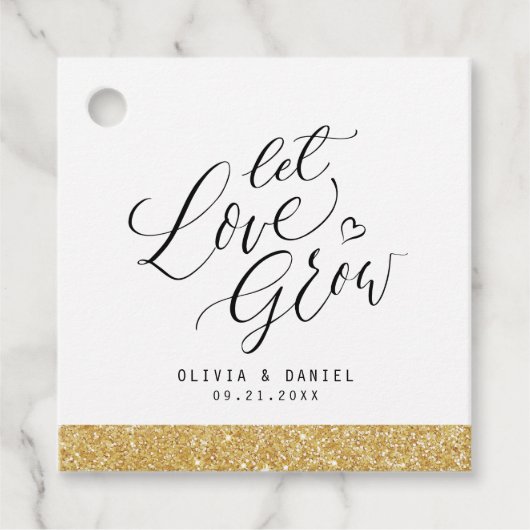 "Laat de liefde groeien" moderne kalligrafie bruil Bedankjes Labels (Voorkant)