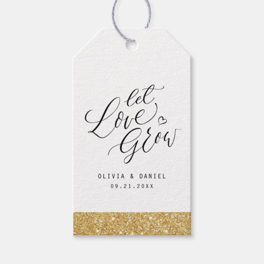 "Laat de liefde groeien" moderne kalligrafie bruil Cadeaulabel (Voorkant)