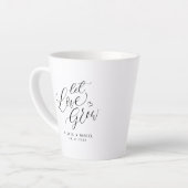 "Laat de liefde groeien" moderne kalligrafie bruil Latte Mok (Linkerhoek)