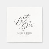 "Laat de liefde groeien" moderne kalligrafie bruil Servet (Voorkant)