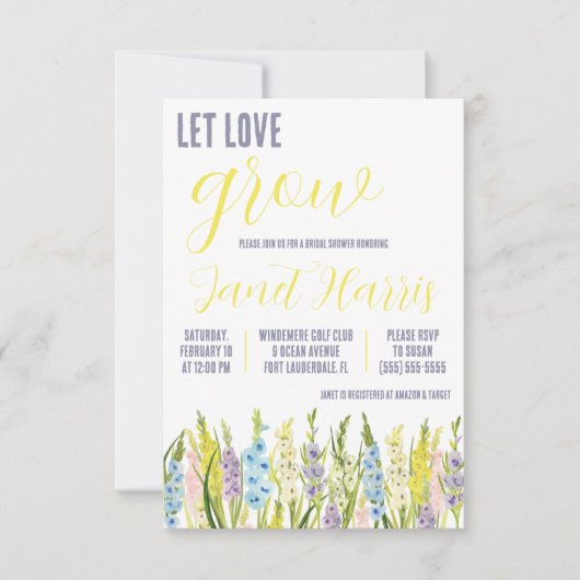 Laat de liefde groeien, pastel gladiolus Vrijgezel Kaart (Voorkant)