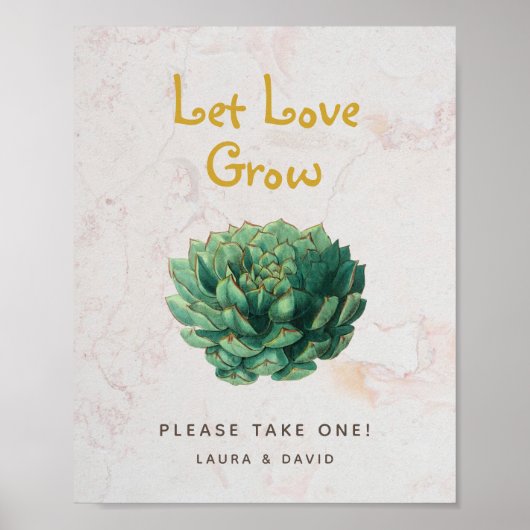 Laat de liefde groeien Succulenten botanische brui Poster (Voorkant)