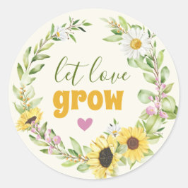 Laat de Liefde Groeien Wilde Bloem Zonnebloem Brui Ronde Sticker