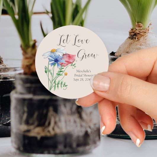 Laat de liefde groeien Wildflower Charm Bruiloftso Ronde Sticker