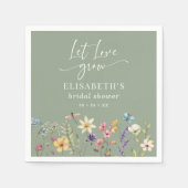 Laat de liefde groeien Wildflower Sage Green Vrijg Servet (Voorkant)