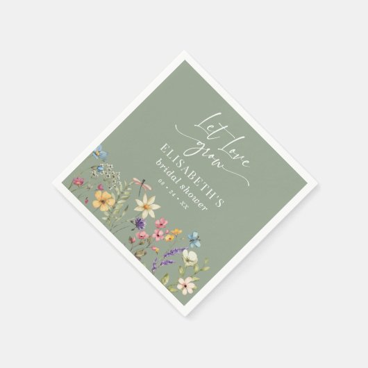 Laat de liefde groeien Wildflower Sage Green Vrijg Servet (Hoek)