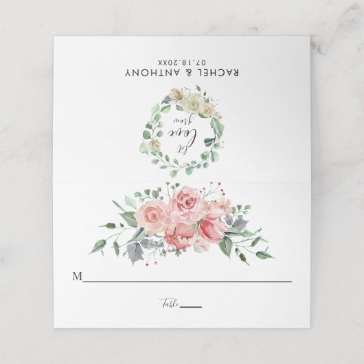 laat de liefde Roze Naam Tabelnummer toevoegen Man Plaatskaartje (Buitenkant ongevouwen)