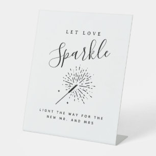 Laat de liefde schitteren modern minimalistisch tr reclamebord met voetstuk