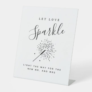 Laat de liefde schitteren modern minimalistisch tr reclamebord met voetstuk
