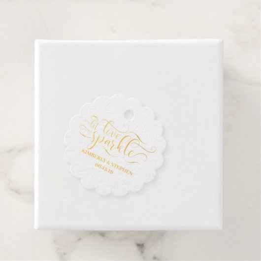 Laat de liefde sprankelen uitzenden bedankjes labels (Met doos)