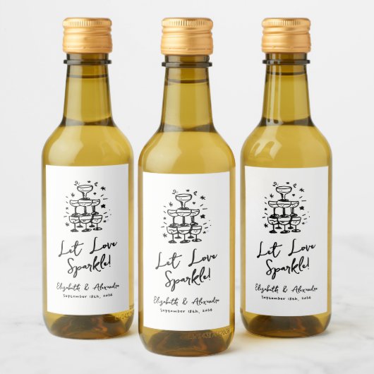 Laat de liefde sprankeling hand getekend zwarte br wijn etiket (Flessen)