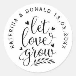 Laat de liefde weduwschap zaaigoed klassieke ronde ronde sticker