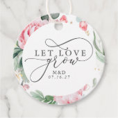 Laat de liefdesgroei succes boeken & Roze bloemen  Bedankjes Labels (Voorkant)