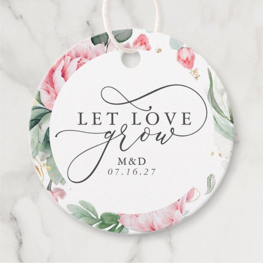 Laat de liefdesgroei succes boeken & Roze bloemen  Bedankjes Labels (Voorkant)