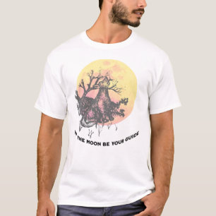Laat de maan je gids zijn, wolf op de maan, rustie t-shirt