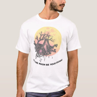 Laat de maan je gids zijn, wolf op de maan, rustie t-shirt