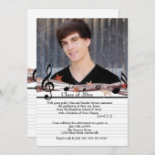 Laat de muziek afspelen op foto Afstuderen Invitat Kaart (Voorkant / Achterkant)