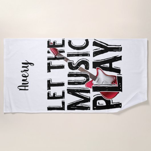 Laat de muziek elektrisch gitaar spelen strandlaken (Voorkant)