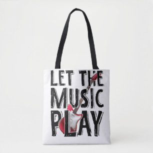 Laat de muziek elektrisch gitaar spelen tote bag