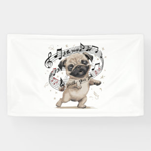 Laat de muziek je ziel kalmeren dansen pug voor spandoek