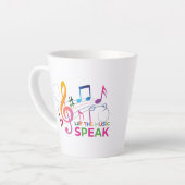 Laat de muziek spreken, muzieknoten latte mok (Linkerhoek)