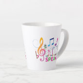 Laat de muziek spreken, muzieknoten latte mok (Rechterhoek)