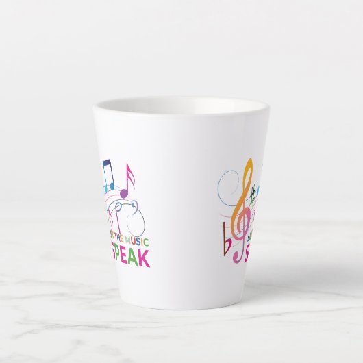 Laat de muziek spreken, muzieknoten latte mok (Voorkant)