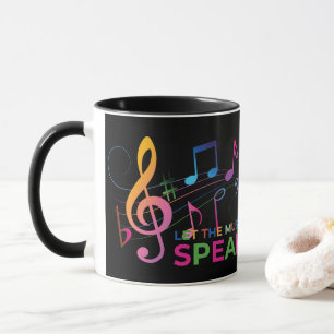 Laat de muziek spreken, muzieknoten mok