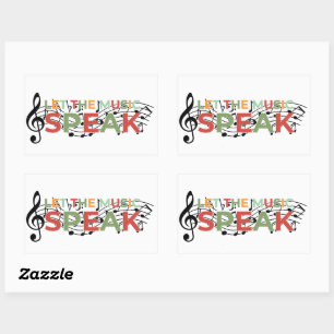 Laat de muziek spreken, muzieknoten rechthoekige sticker