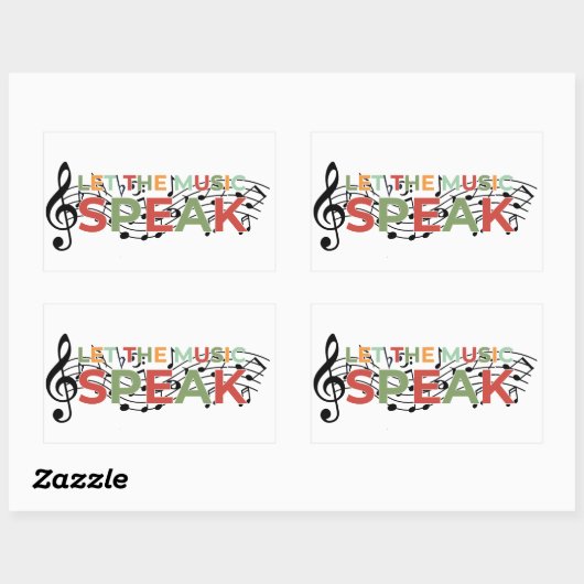 Laat de muziek spreken, muzieknoten rechthoekige sticker (Vel)
