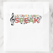 Laat de muziek spreken, muzieknoten rechthoekige sticker (Tas)