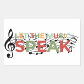 Laat de muziek spreken, muzieknoten rechthoekige sticker (Voorkant)